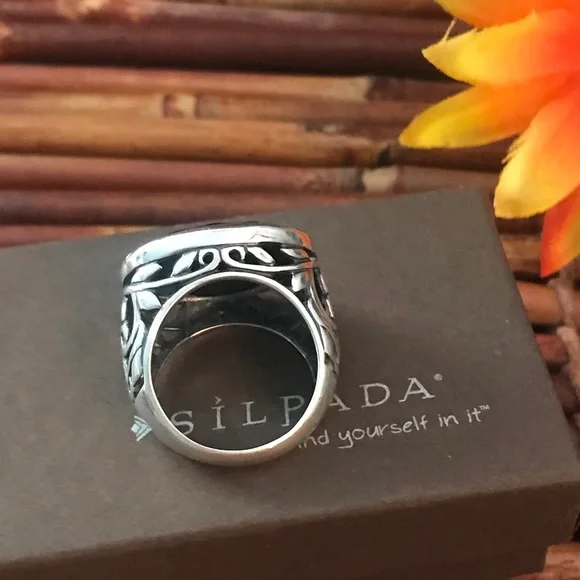 Silpada Sterling Black Chalcedony Ring Size 6 - Picture 5 of 8